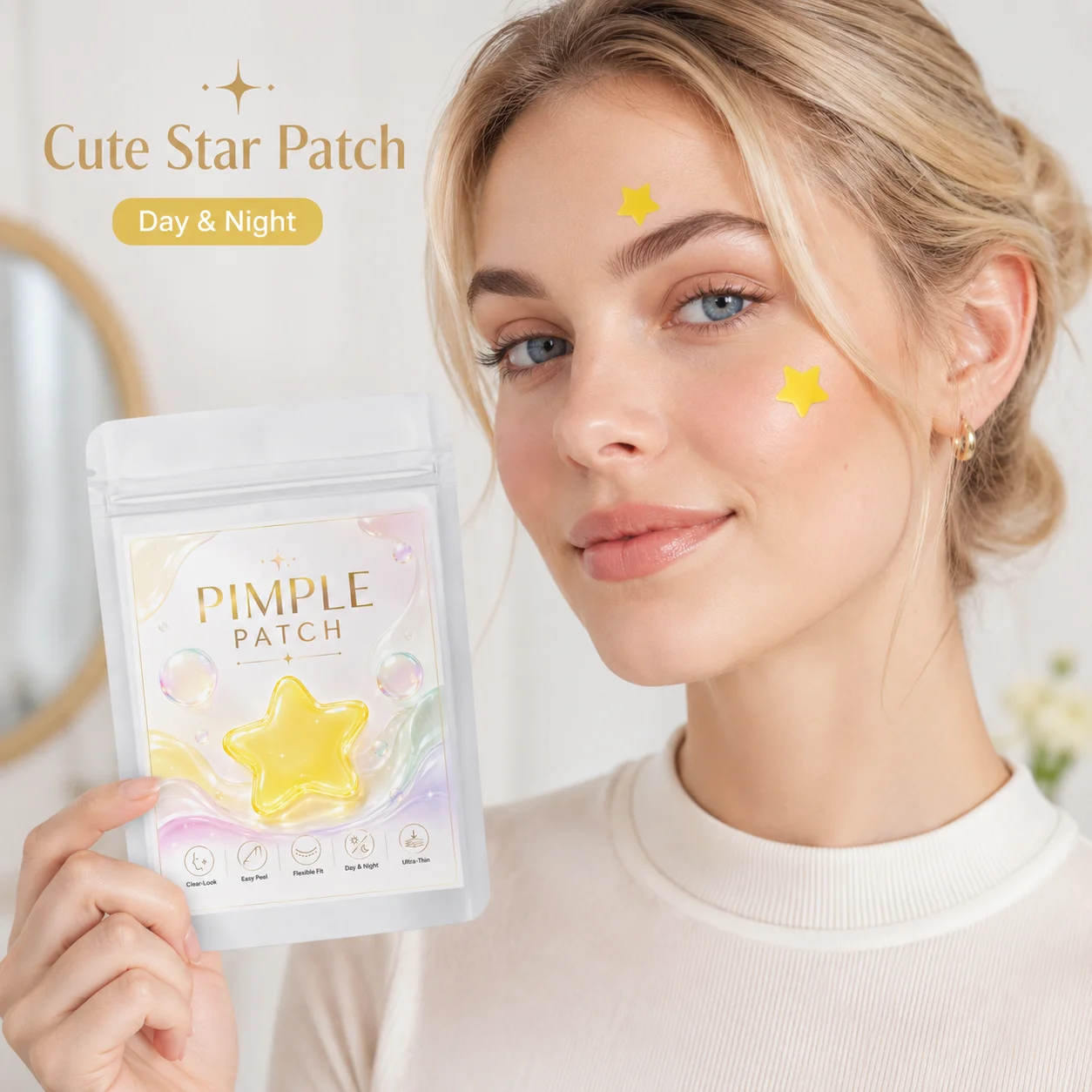Pimple Patches (200/400/720 Pieces), 40 Patches per Sheet, Yellow Star Shapes—Ultra-Thin, Easy Peel, Bright Playful Style