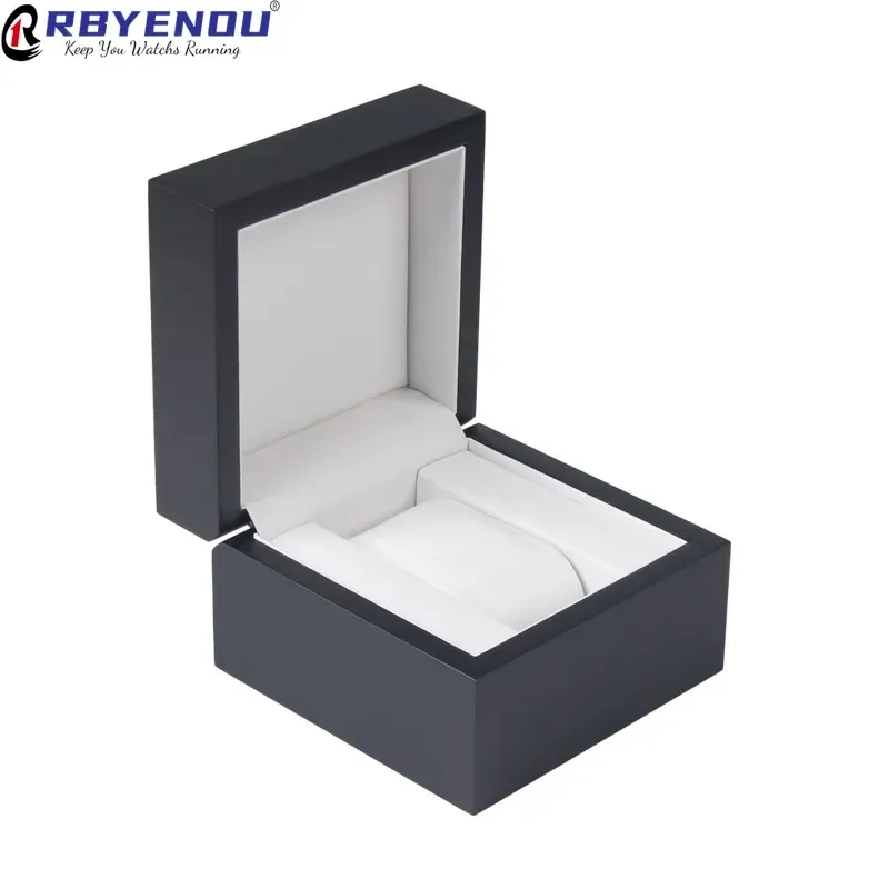 wooden Black Matte Paint Watch box Men Famous Watch Packing Box 1 Can Free Customizable Logo Storage Dustproof Display Organizer