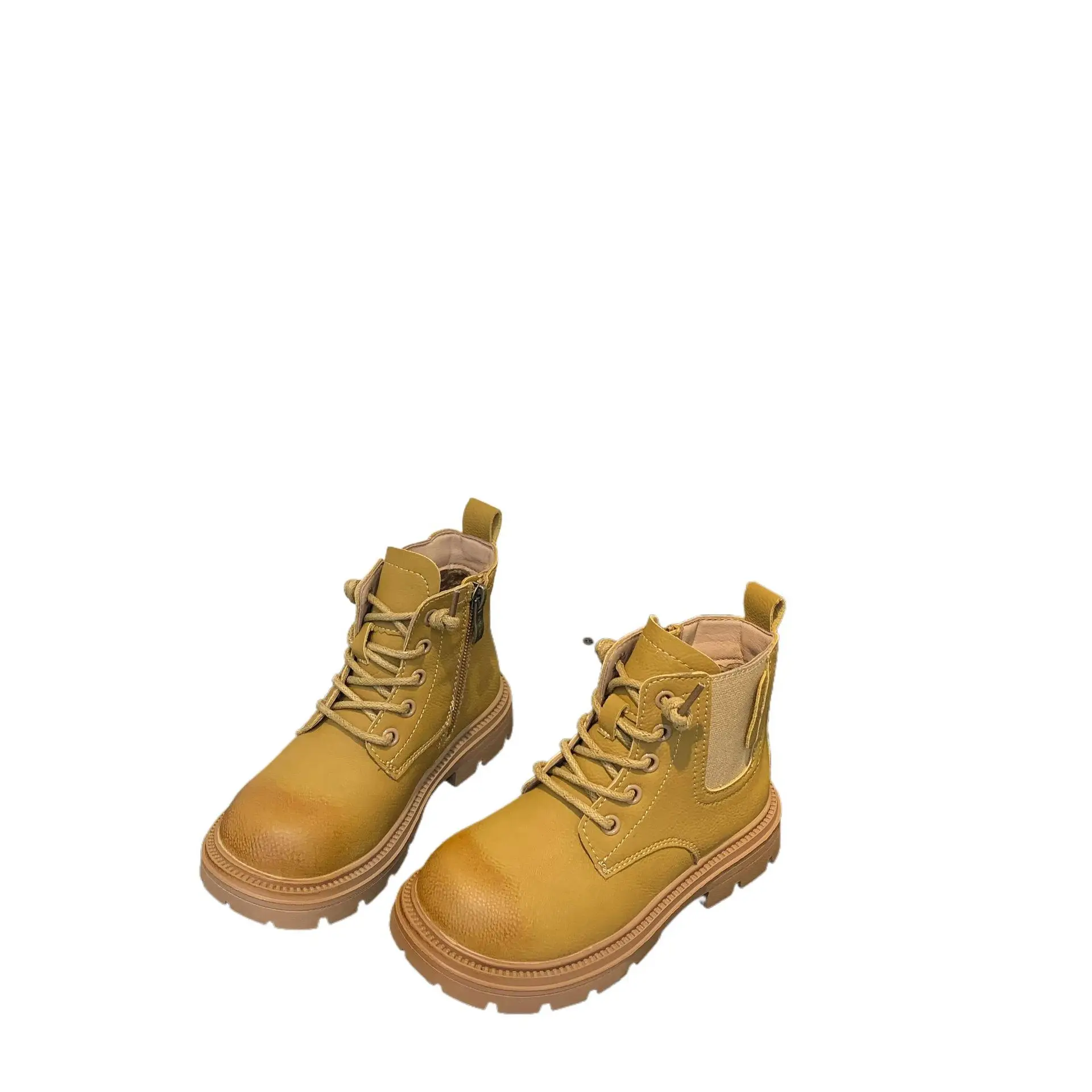 

Children's Autumn Boys Girls British Style Mid-calf Leather Boots Kids Old-calf Toddler Fashion All-match Non-slip Short Boots