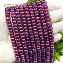 5x8MM Faceted Abacus Ruby Red Chalcedony Natural Stone Rondelle Loose Spacer Beads for Jewelry Making Diy Bracelet Accessories