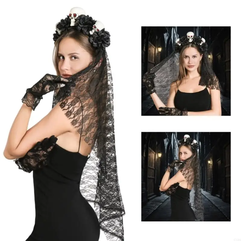 

Dark Gothic Skull Hair Accessory Lightweight Resin Headbands Hair Ornament For Cosplays And Music Festivals 6XDA