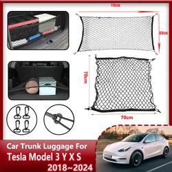 Reti del bagagliaio dell'auto per Tesla Model Y X S 3 2018 ~ 2024 ganci di rete del bagagliaio dell'auto rete di rete organizzatore del carico di stoccaggio accessori Auto