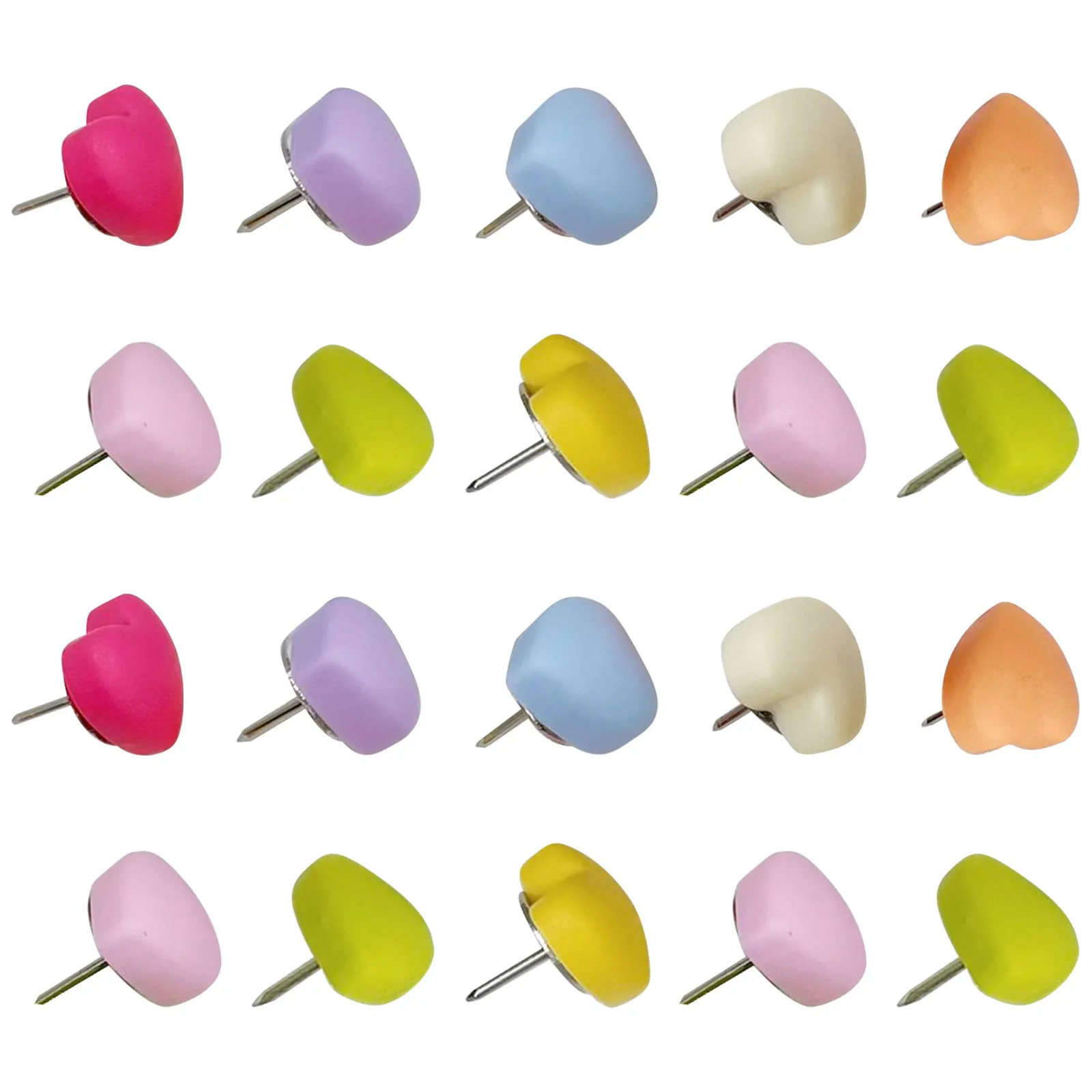 20Pcs Macaron Color Heart Push Pins Artistic Resin Decorative Thumbtacks for Cork Board Office Dorm Organization