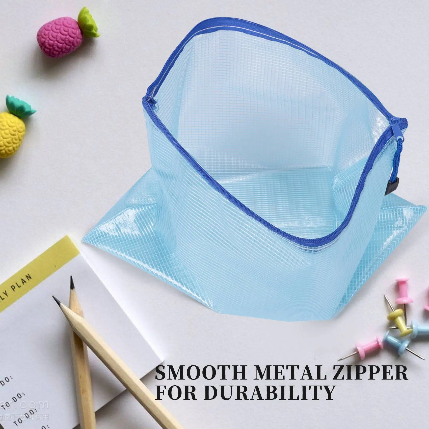 Bolsa para documentos con cremallera de malla de Gfc-16Pcs, carpetas de archivos con cremallera impermeables, tamaño A4, para suministros escolares y de oficina, bolsas de almacenamiento de viaje