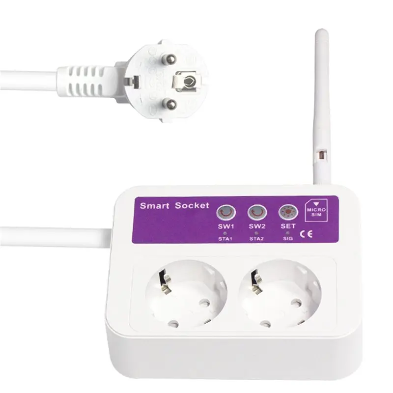 

ABSQ-Smart Socket SC2-GSM 2/4G Smart Socket Long Line 1.2M 16A SMS Optional Temperature Sensor APP Smart Remote Control (EU) EU