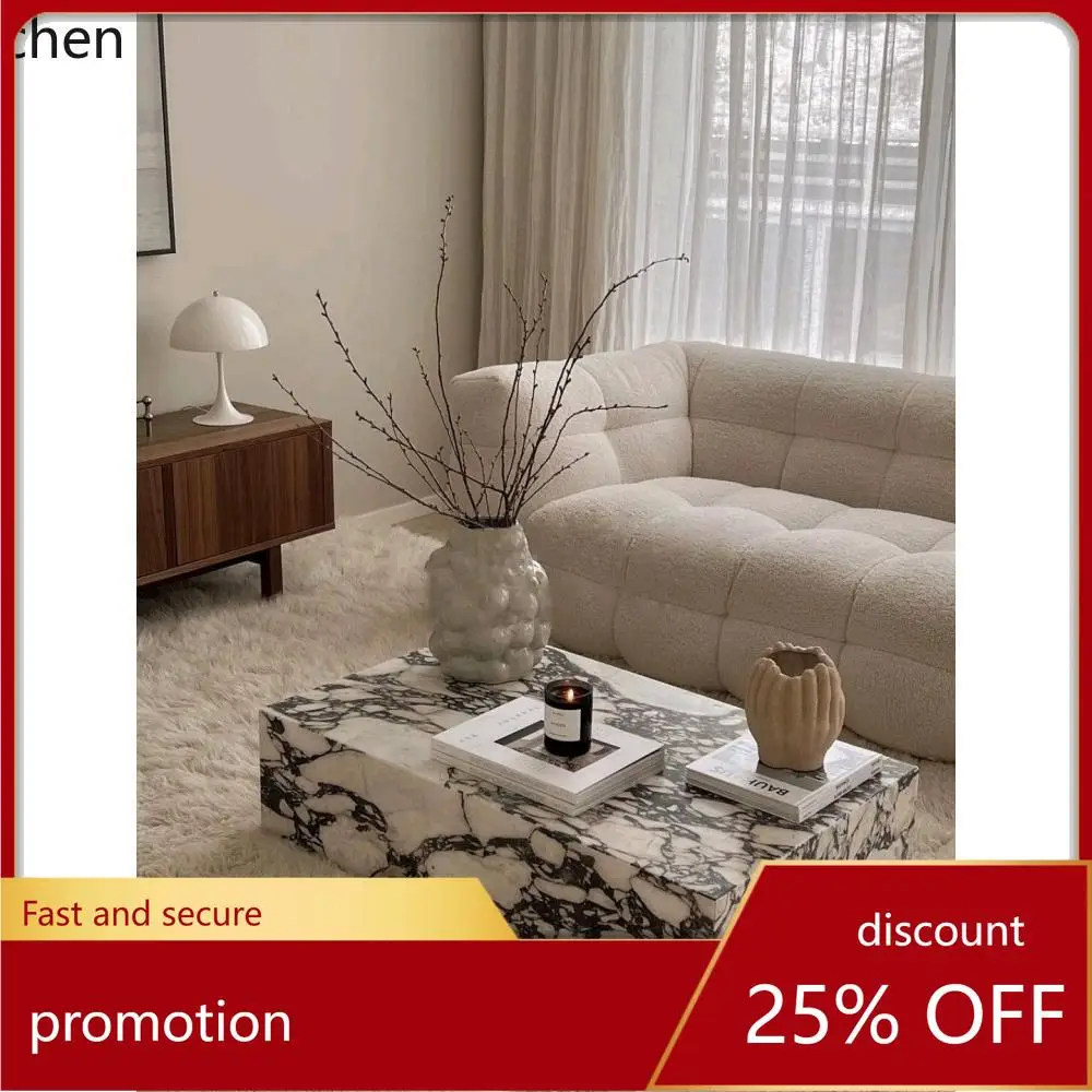 ZML Coffee Table Marble Pattern Rock Plate Living Room Modern Rectangular Side Corner Table Combination
