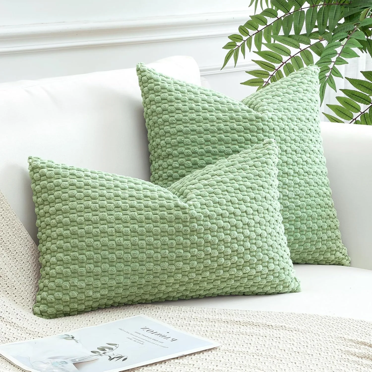 Spring Green Home Decor Throw Pillow Cover 30x50CM Lumbar Pillow Cover Corduroy Pillowcase Nordic Hotel Bedroom