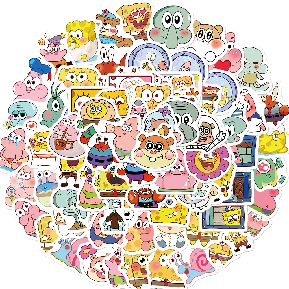 10/50/95PCS SpongeBob SquarePants Stickers Cartoon Laptop Car Refrigerator Motorcycle Guitar Waterproof Gift Children Toy Deals