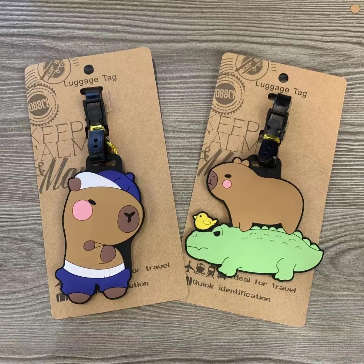 Travel Accessories PVC Luggage Tag Cute Cartoon Capybara Suitcase Portable Label Women Men Baggage Boarding Tags