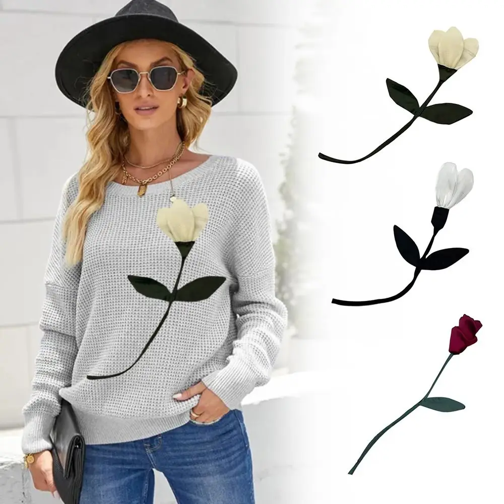 Modna Tkanina Materiał Kołnierz Kwiat Ręcznie Robiona Koronka Kwiat Tulipan Broszka Przypinki DIY Szycie Przypinki do Klapy