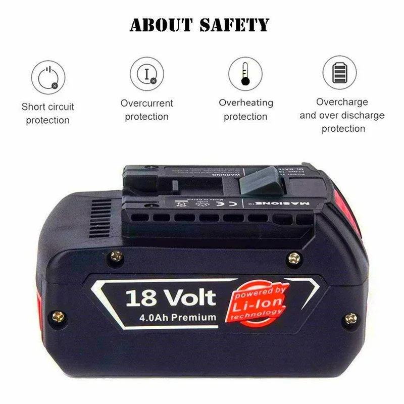 100% Original 18V 3.0/4.0/5.0/6.0Ah Rechargeable Lithium Ion Battery For Bosch 18V 6.0A Backup Battery Portable Replacement BAT6