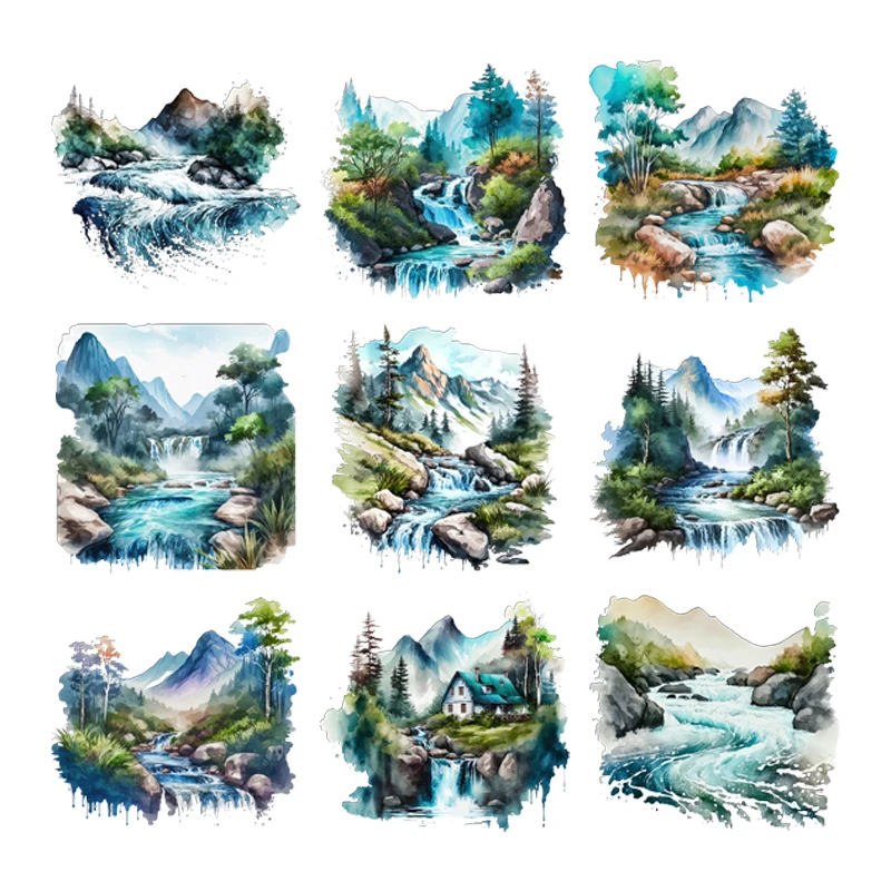 

Chinese Style Heat Transfer For clothes Washable T-shirt Iron-on Thermal Sticker campsite mountains and rivers Patches Applique