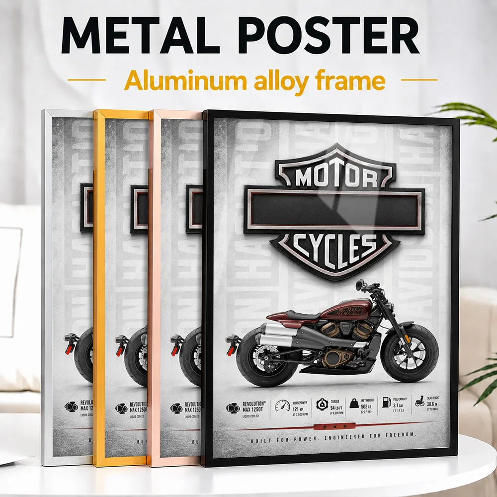 United States Cruiser Motorcycle Metal Poster With Aluminum Alloy Frame Personalized Photo High Speed Style Wall Art For Garage