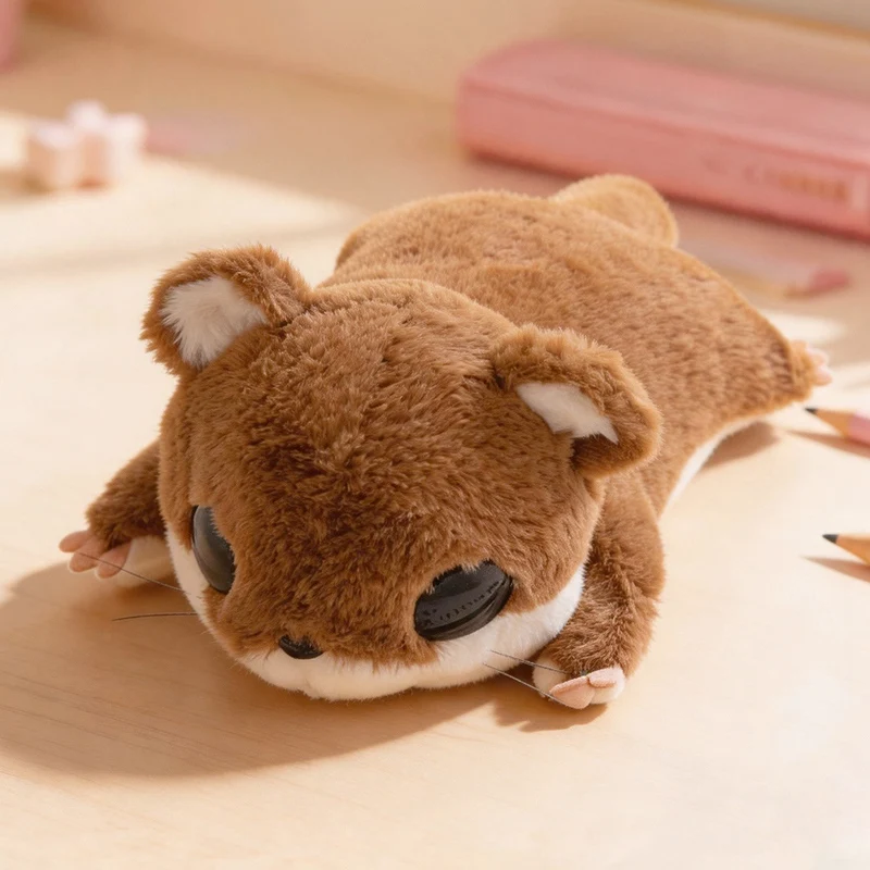

33-40cm Cute Lying Sugar Glider Plush Doll, Soft Fluffy Simulation Mouse Toy For Kids & Home Decor