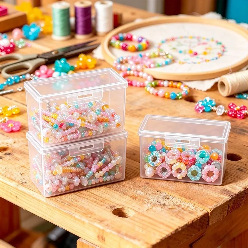2/4pcs Transparent Plastic Component Storage Container, Sturdy Rectangular, Organizer Suitable for DIY Art Craft Beads Items