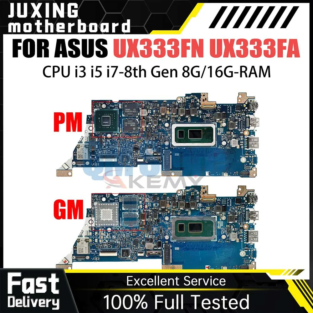 Notebook Mainboard For ASUS UX333FN UX333FA BX333FA BX333FN RX333FA RX333FN Laptop Motherboard I3 I5 I7 8th Gen CPU 8G 16G RAM