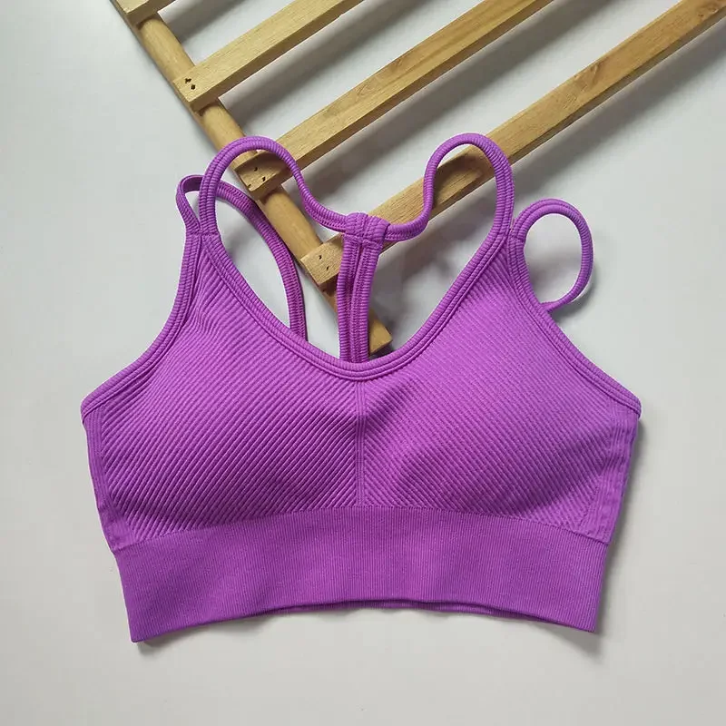 Sujetador deportivo transpirable para mujer, Top de Fitness antisudor sin costuras para Yoga, Top corto de gimnasio, Sujetador deportivo de realce,