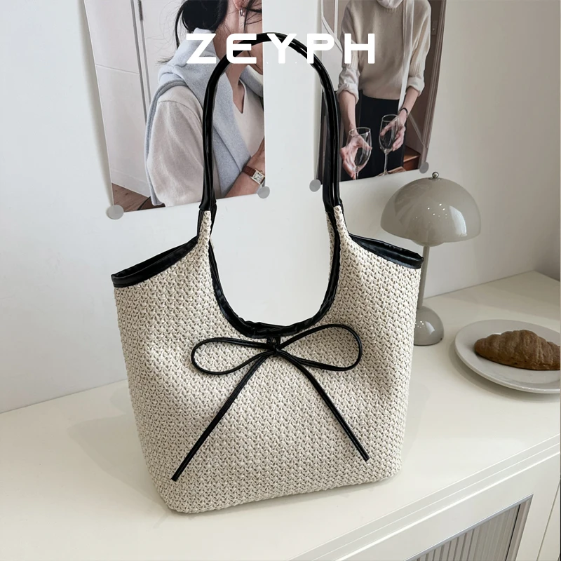 

Zeyph Sweet Bow Style PU Leather Trampit Underarm Bag Women's Four Seasons Style Shoulder Bag Women's 2025 New Trend Y2K Tote