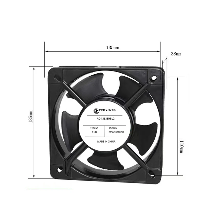 135*135*38mm cooling fan 220V Ball 50/60Hz 2350/2650RPM 21W 13538 cooling axial fan 220V chassis cabinet cooling ventilation