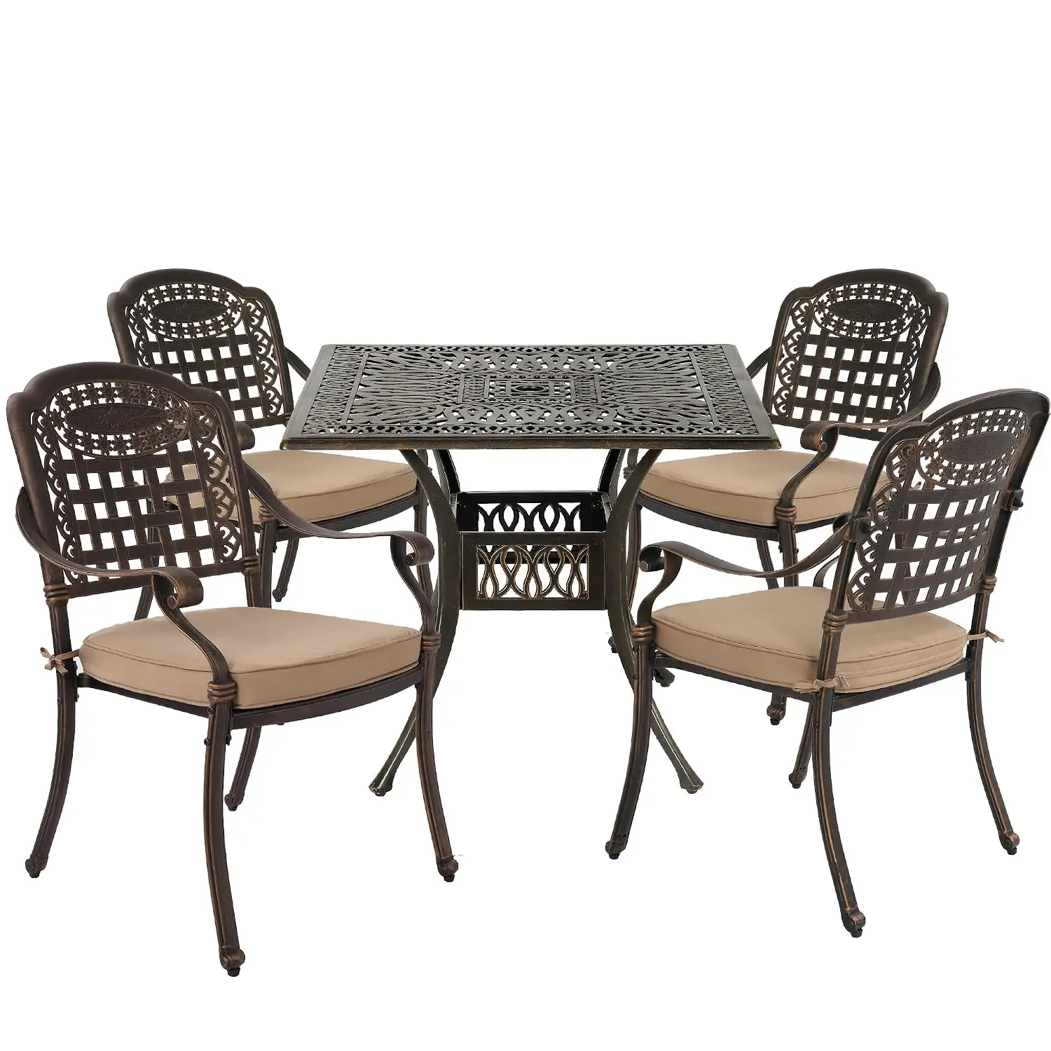Cast Aluminum Patio Dining Set, 35.4