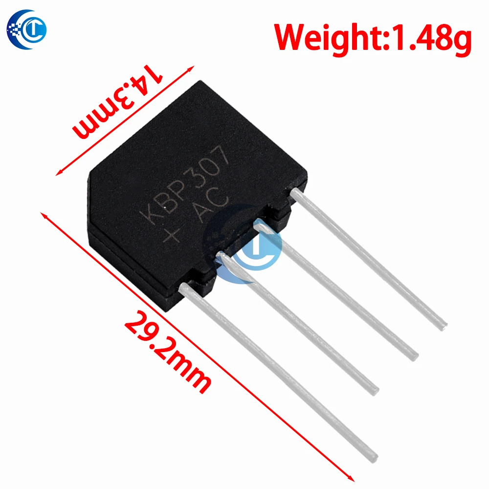 KBP307 Bridge Rectifier Diode 3A 700V High Power Electronic Component, Available in 1/5/10PCS