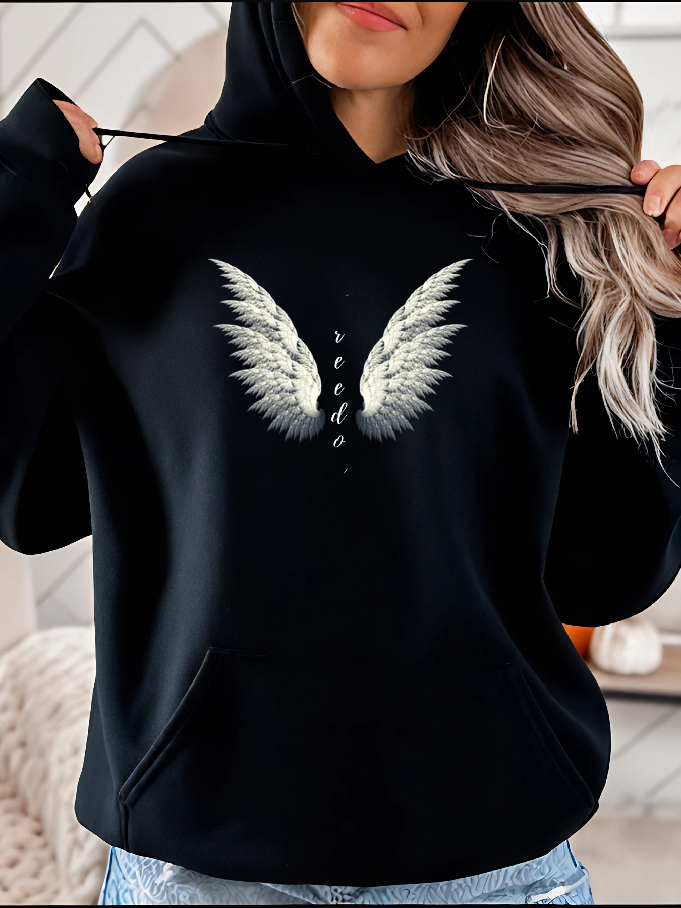 

Angel Wings Printed Hoodie Women's Casual Fashion Pullover Sweatshirt Streetwear for Girls and Women