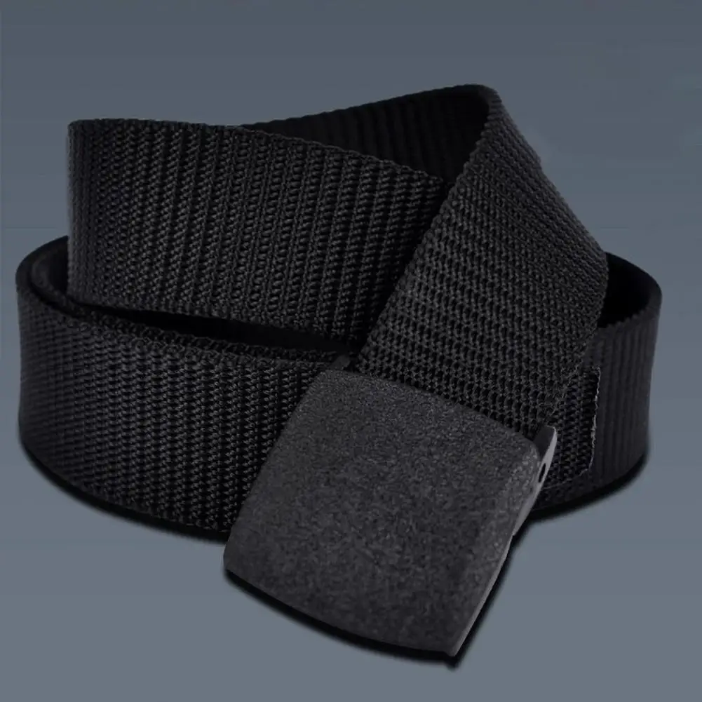 Niet-Metallic Bewaker Riem Verstelbare Nylon Riem Voor Heren Met Holless Design Metaalvrije Gesp Voor Jeans Effen Voor Kostuum