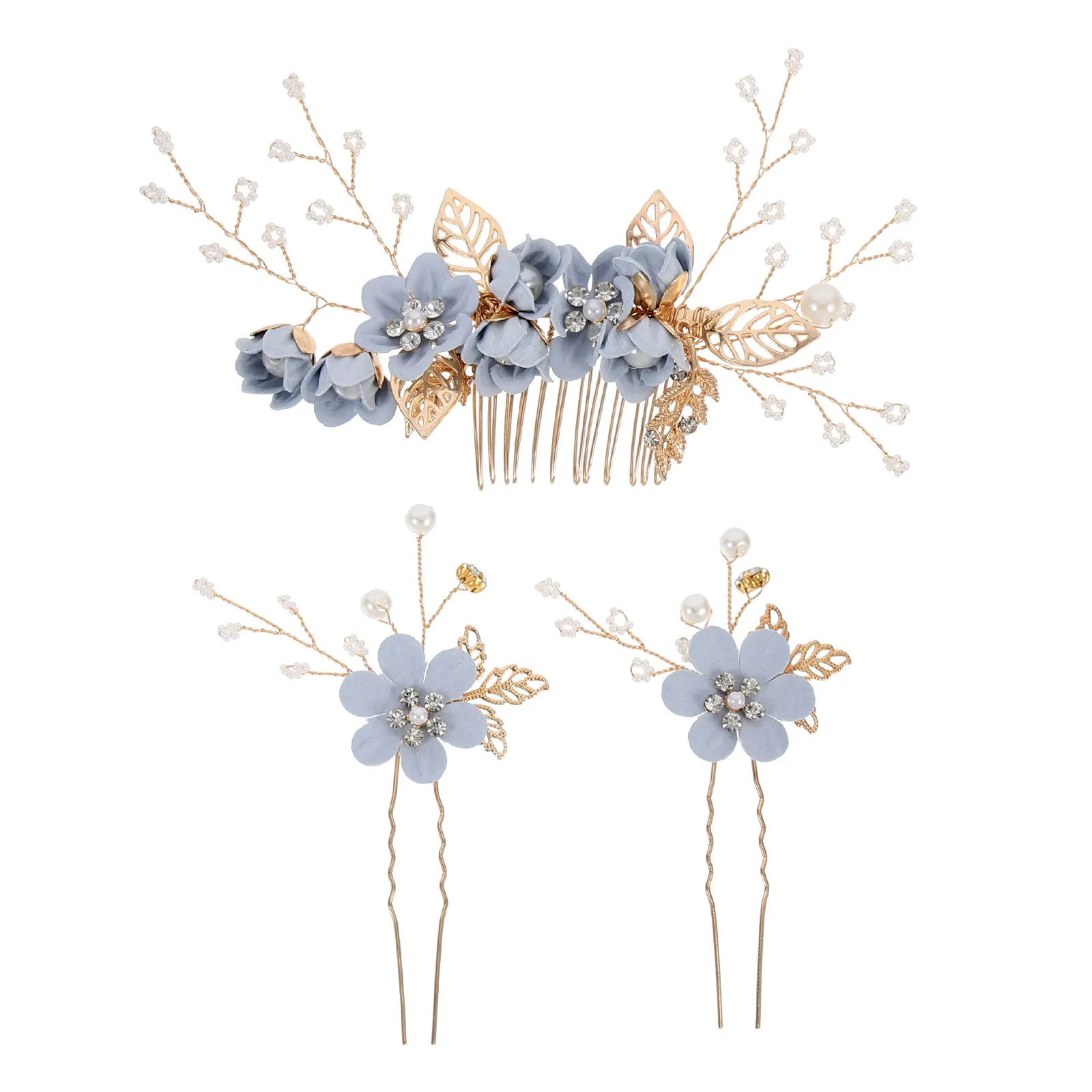 

3Pcs Premium Alloy Flower Hairpin Set Bridal Headdress Wedding Hair Stick for Bridesmaids Ceremony Everyday Wear Pretty Wedding
