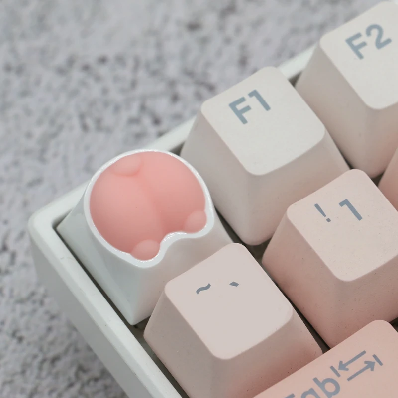 ZIFRIEND-teclas con forma de pata de gato para teclado mecánico, teclas personalizadas, Color rosa artesanal, Cherry MX, 60%