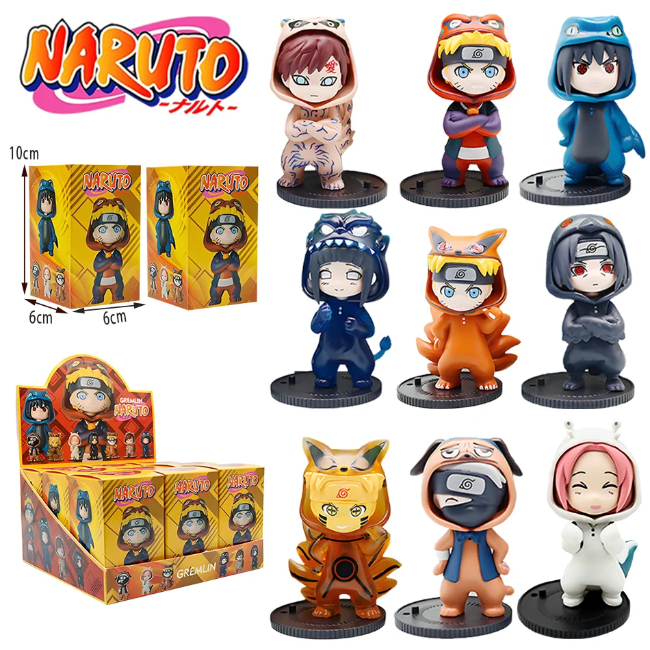 1-9 szt. Figurki Naruto w niespodziance, model, ozdoba, anime, Uchiha Sasuke, Sakura, cosplay, figurka akcji, zabawki, dekoracje, prezenty