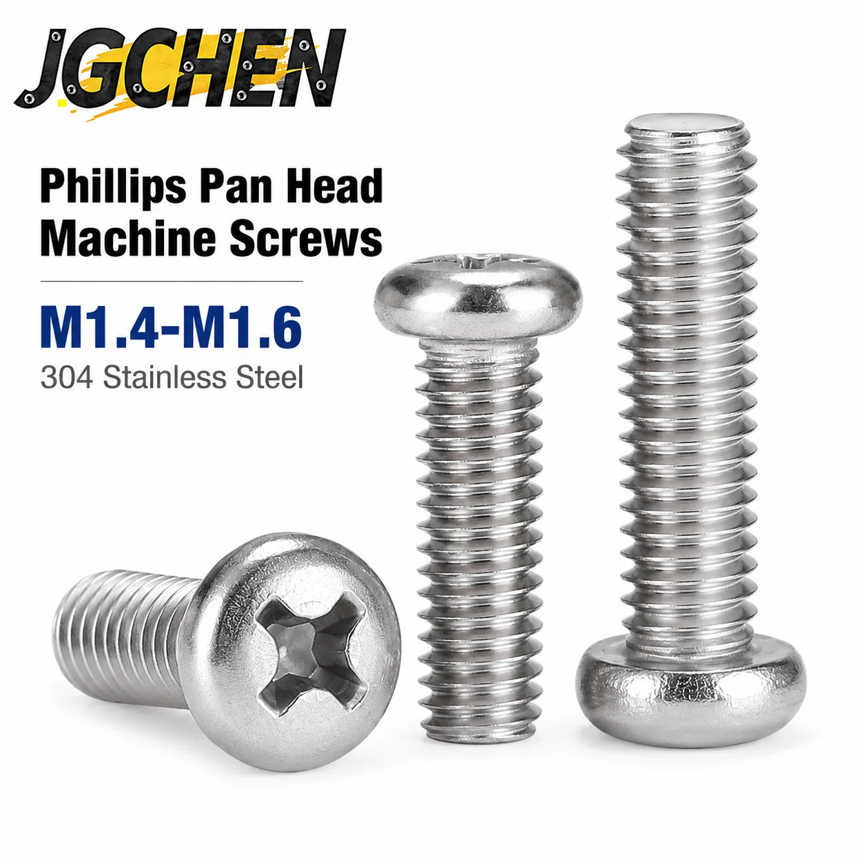 M1.4 M1.6 304 Stainless Steel Phillips Pan Head Machine Screws Cross Recessed Micro Metric Fasteners for Electronics Repair