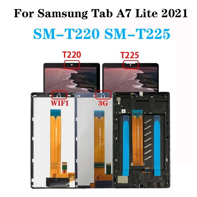 Pour Samsung Tab A7 Lite 2021 SM-T220 SM-T225 T220 T225 Écran LCD Écran Tactile Digitizer Panneau De Verre Assemblée