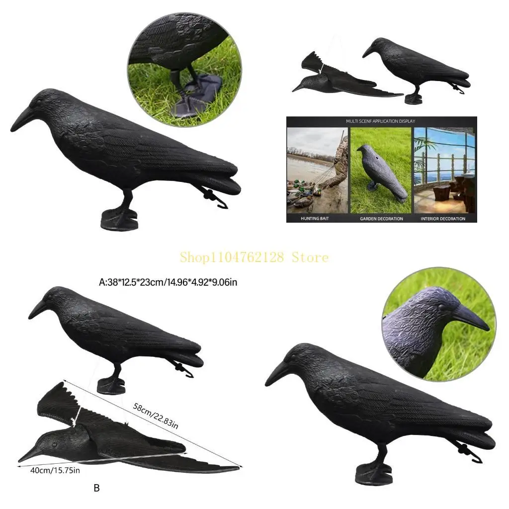 Crow Statues Crow Figure Crow Bird Figures Stand Flying Halloween Bird Decorations for Yard Garden Deck Decorations best sale