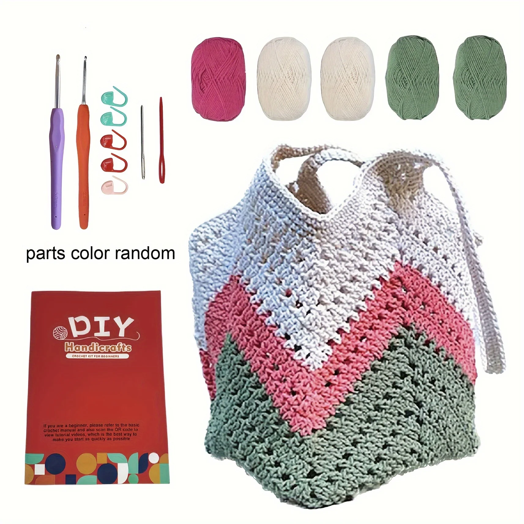 

Unfinished Backpack Design Knitting Needle Material Kit DIY Handmade Crochet Material Kit for Beginners