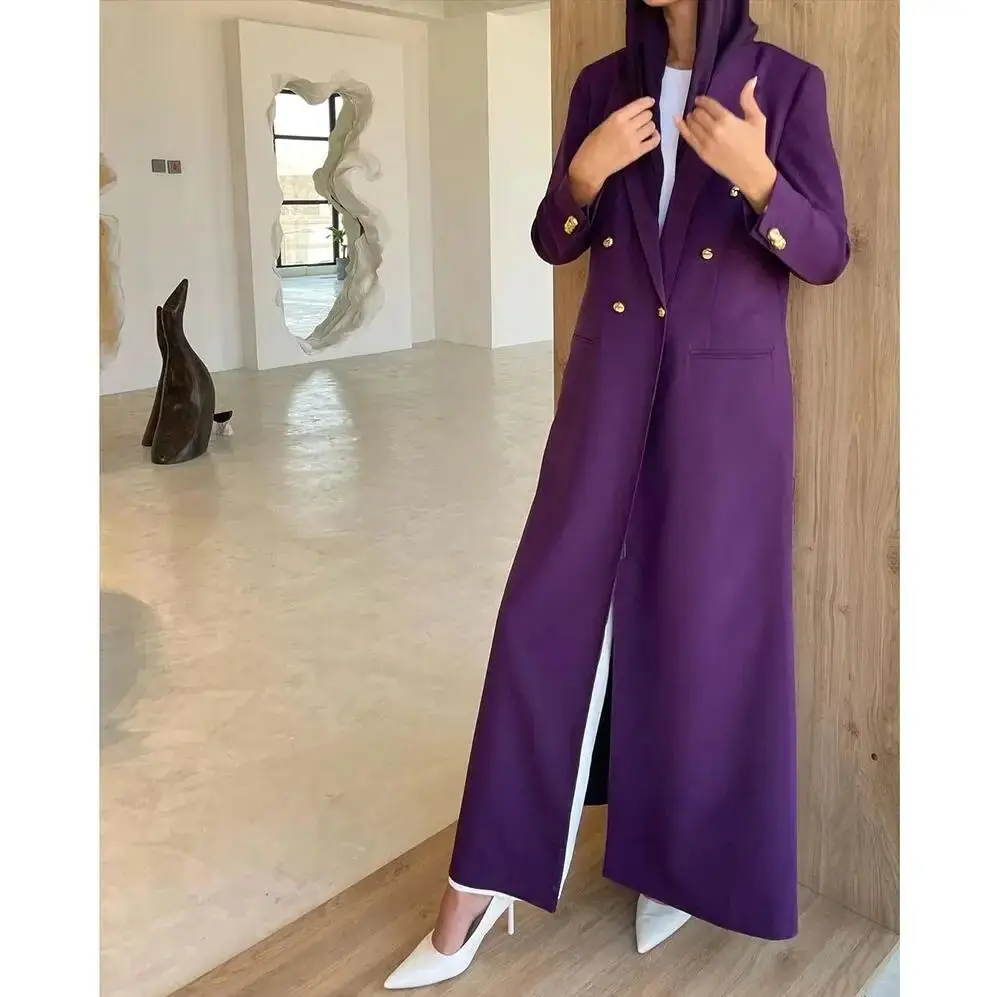 Fashion Purple Women Blazer Lengthening Lapel Double Breasted  Formal Prom Custom Made Dress