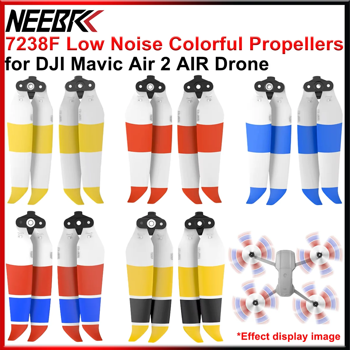 4PCS Low Noise 7238F Colorful Propellers for DJI Mavic Air 2 AIR 2S Wing Fan Quick Release 7238 Prop FPV Drone Replacement Parts