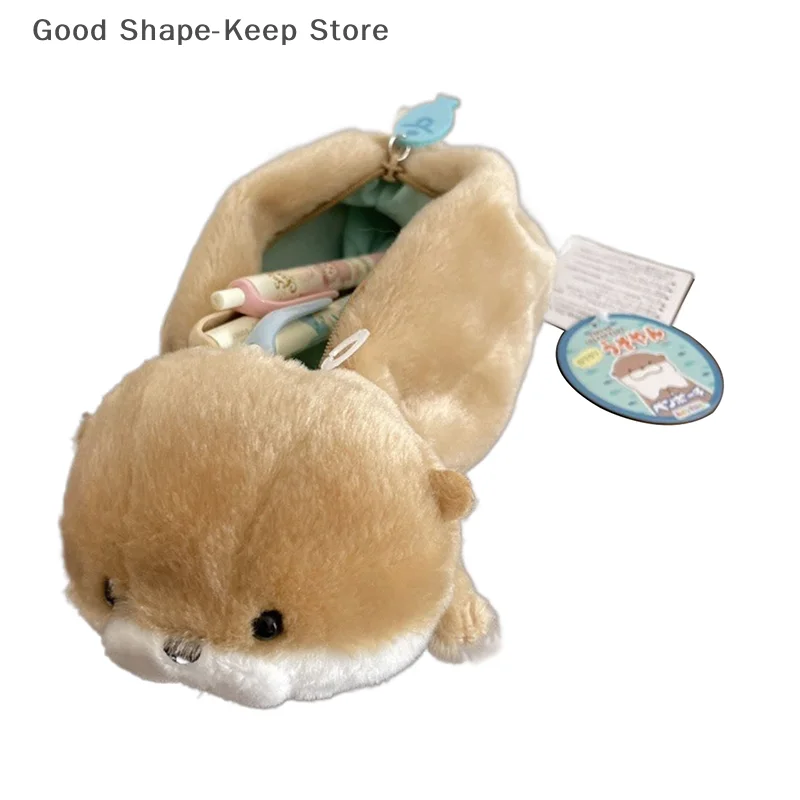 Niedliches kleines Otter-Plüsch-Federmäppchen, Cartoon-Tier-Puppe, Stifttasche, Schule, Schreibwaren, Aufbewahrung, weiche Spielzeugtasche für Bürobedarf