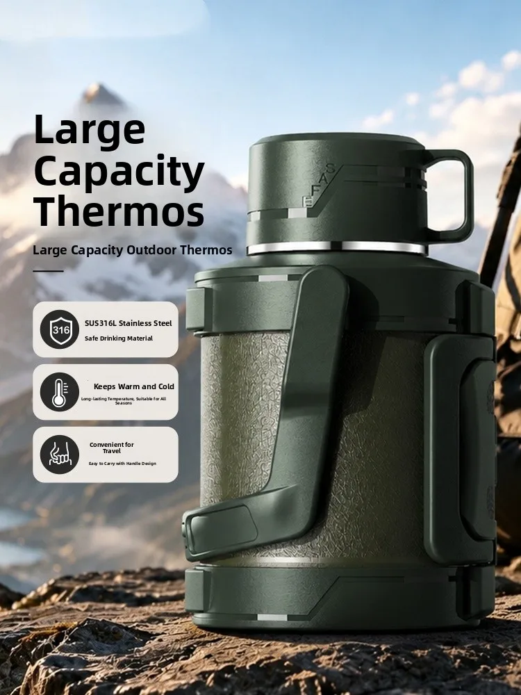 

New Outdoor Large Capacity Portable Stainless Steel 316 Insulated Mug Outdoor Travel Thermos Hot Water Bottle Warm Water Bottle