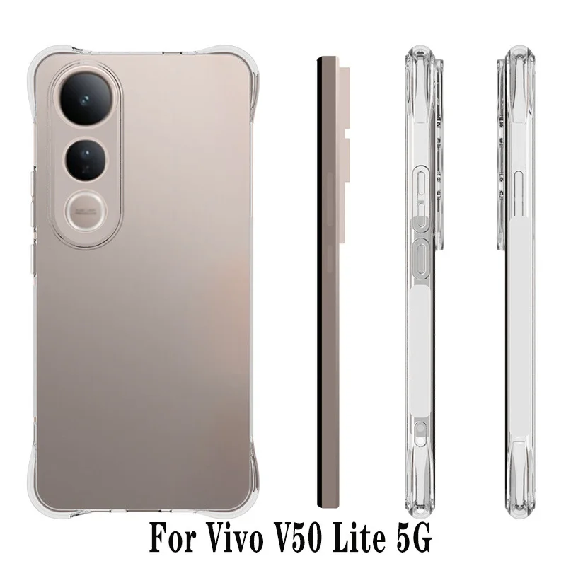 Case for Vivo V50 Lite V50Lite Air Cushion Shockproof Airbag Silicone TPU Back Cover Soft Case for Vivo V50 Lite V50Lite 5G