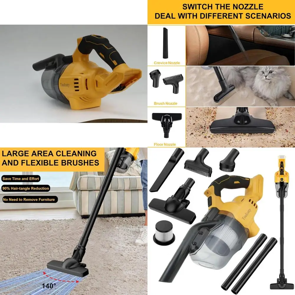 

Беспроводной ручной пылесос 20В с моющимся HEPA-фильтром для уборки дома, автомобиля, а также для чистки деревянных полов и ковров