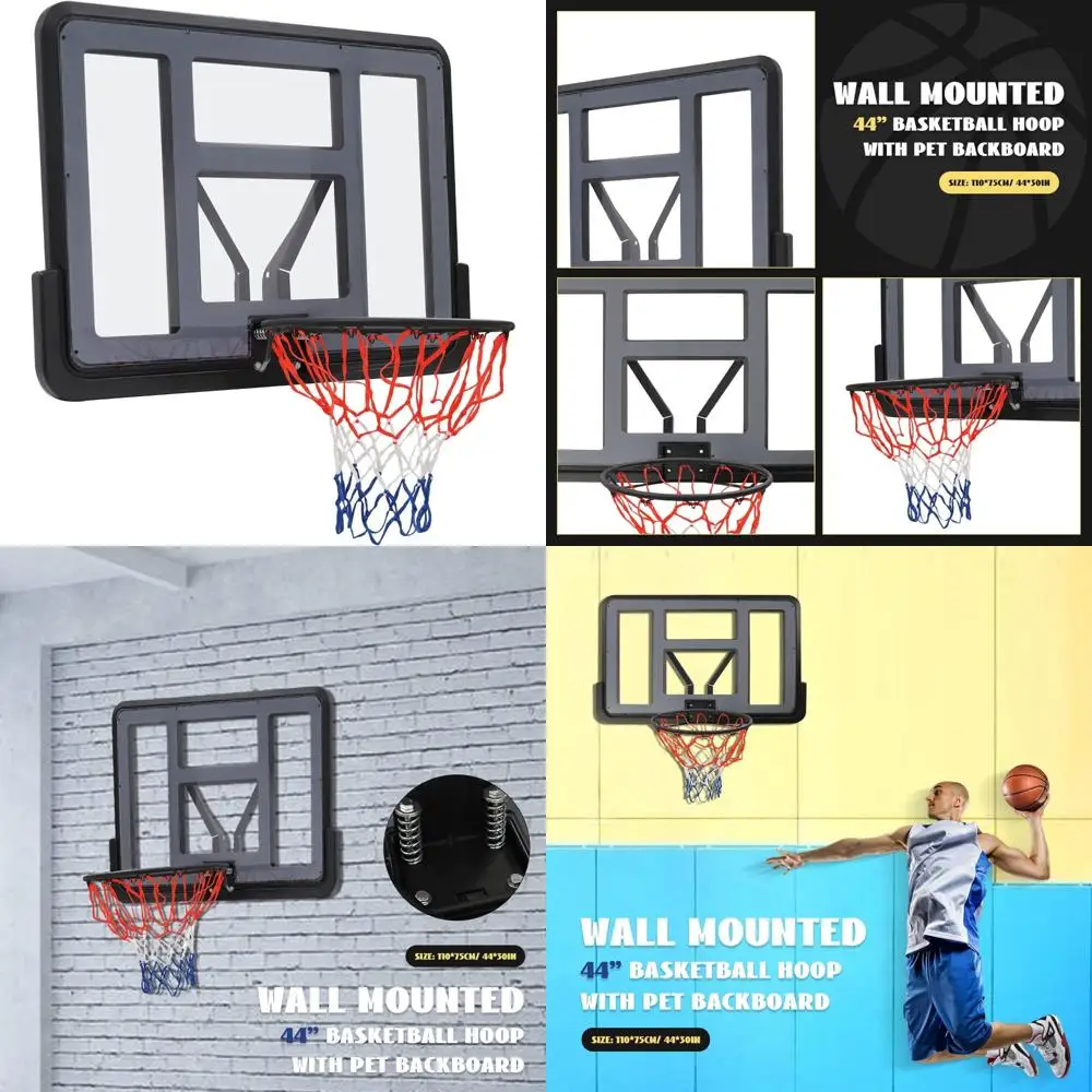 

Outdoor Indoor Wall-Mounted Basketball Hoop Combo with PET Backboard and Adjustable Rim for All Ages