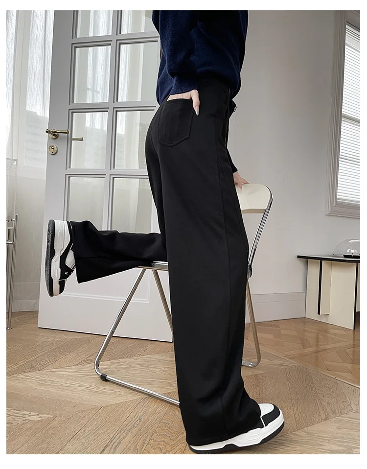 Pantalones de pierna ancha con cremallera rosa para mujer, fajas con volantes de primavera, gasa Hipster, liso, fluido, ocio, abertura drapeada, transpirable, elegante para ir al trabajo