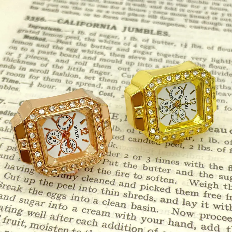 Finger Quartz Watch Mini Small Elastic Band  Alloy Watches Female Rings Jewelry Clock Women Classic Quartz Rose Gold Watch Ring