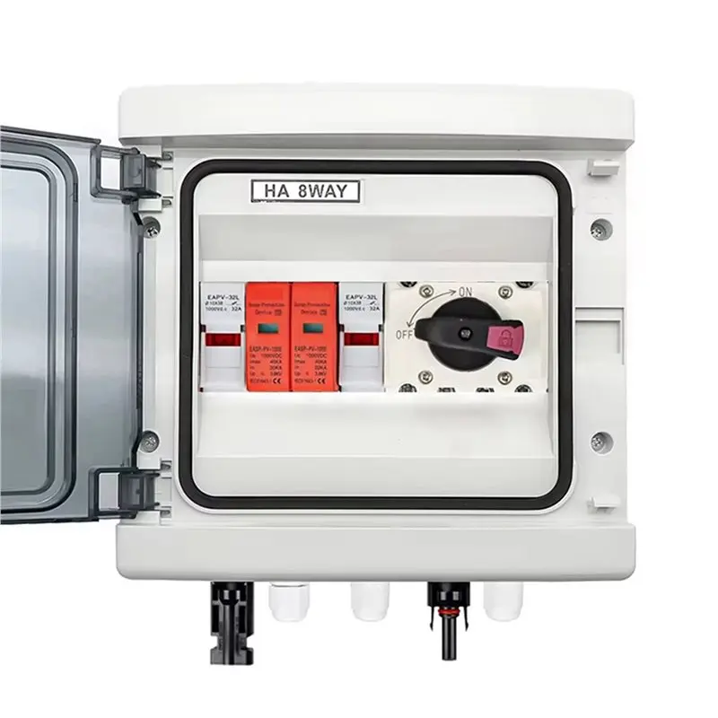 WCS-2X Solar Photovoltaic PV Combiner Box With Protection 1 Input 1 Out DC 1000V 15A Fuse MCB SPD Waterproof Box
