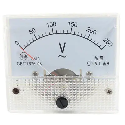 AC 0-250V Analógico Volt Medição de Tensão Voltímetro Painel Medidor Branco