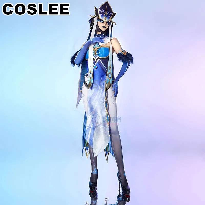 COSLEE Genshin Impact Fatui Mirror Maiden Cosplay Costume Snezhnayan Maiden Game Suit Role Play Halloween Party Outfit New 2023