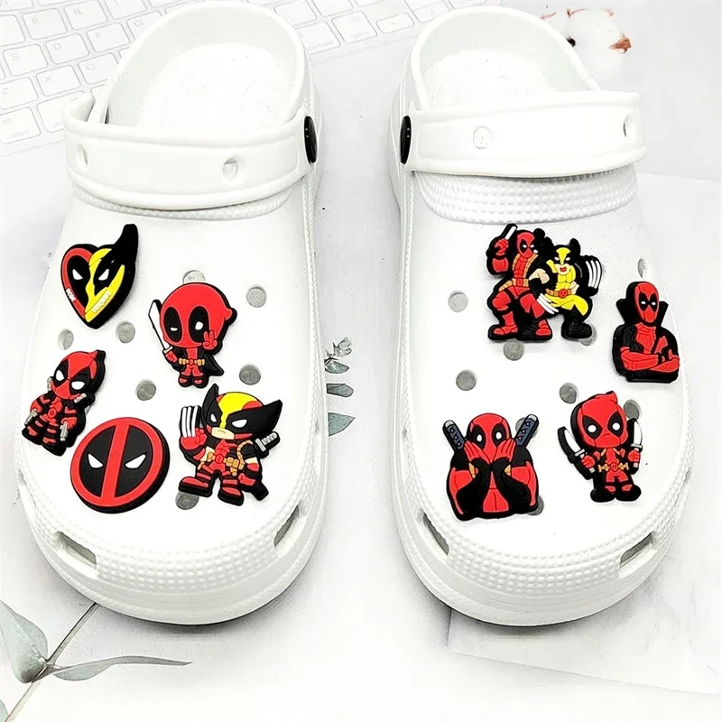 9Pcs Marvel Deadpool Portable Beach Sandals DIY Accessories Cute Cartoon Fashion Removable Shoe-buckle Girl&Child Holiday Gifts