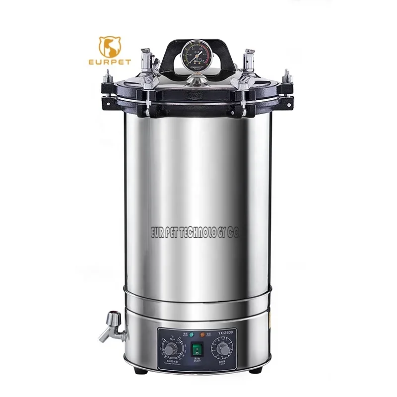 EURPET Small Full Stainless Steel Portable Steam Electric Digital Display Automatic Autoclave Retort Sterilizer