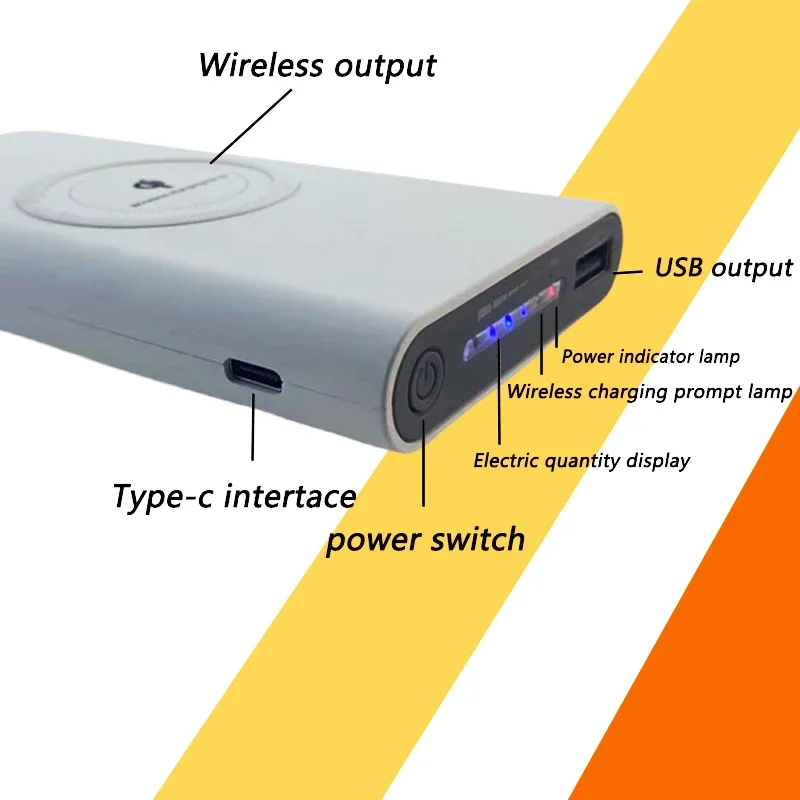

20000mAh Power Bank Ultra-Large Capacity Mobile Power Supply Wireless Charging Built-In Cable Portable