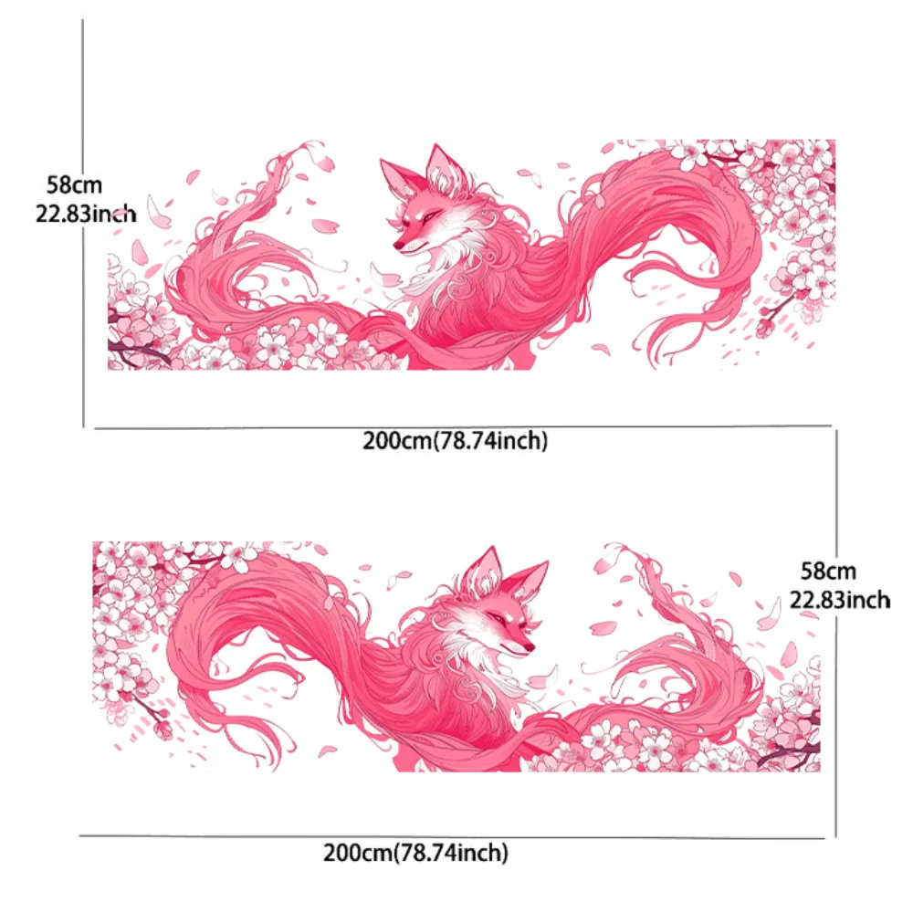 K Nine-tailed Fox Pink Cherry Blossom Sticker Car Sticker Full Body Floral Decoration Covering Scratches Protect